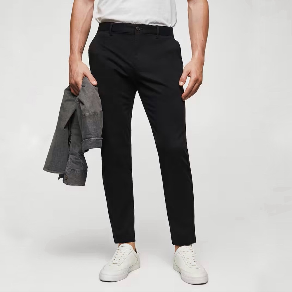 Mango Cotton Tapered Crop Pants - Black Size M / W32